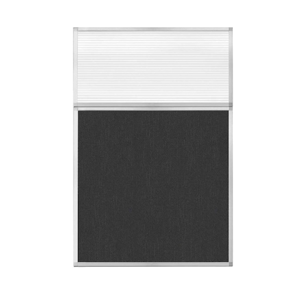 Hush Panel Configurable Cubicle Partition 4' x 6' W/ Window Black Fabric Clear Fluted Window